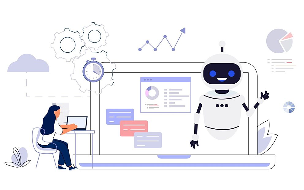 Graphic with robot.